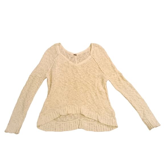 Free People oversized white nubby scoop neck sweater - Picture 1 of 3